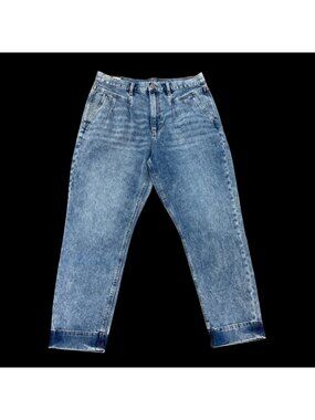 American Eagle Mom Jean Womens Size 12 Short High-Waisted Tapered Denim Blue